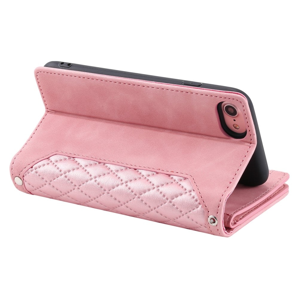 Plånboksväska iPhone SE (2022) Quilted rosa
