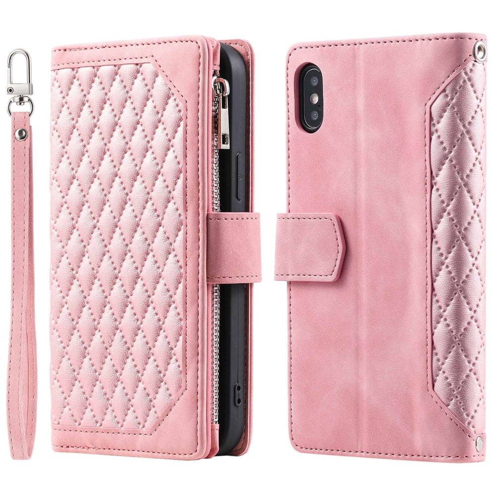 Plånboksväska iPhone X/XS Quilted rosa