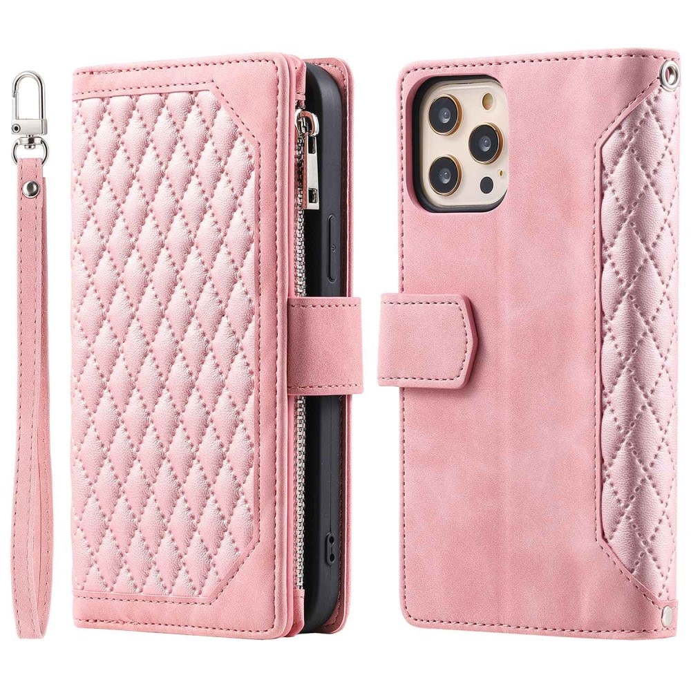 Plånboksväska iPhone 11 Pro Quilted rosa