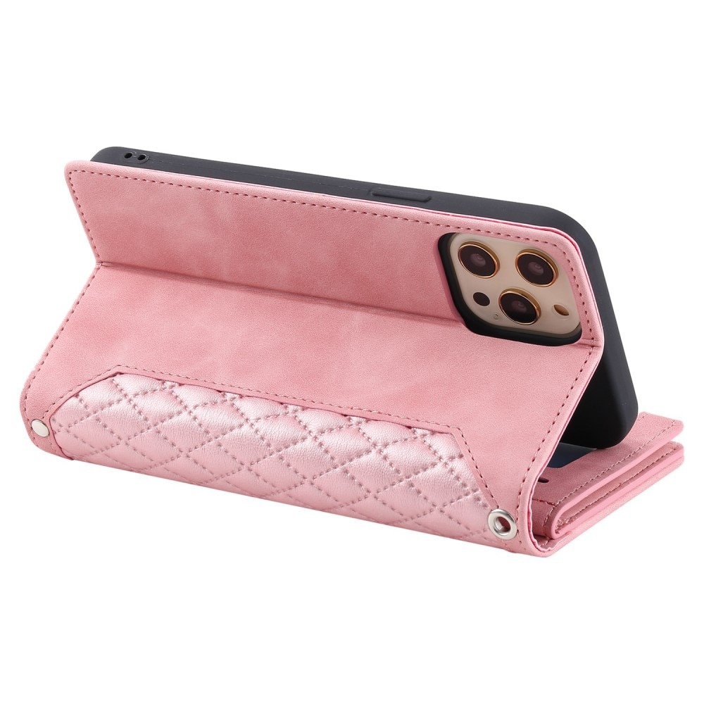 Plånboksväska iPhone 11 Pro Quilted rosa