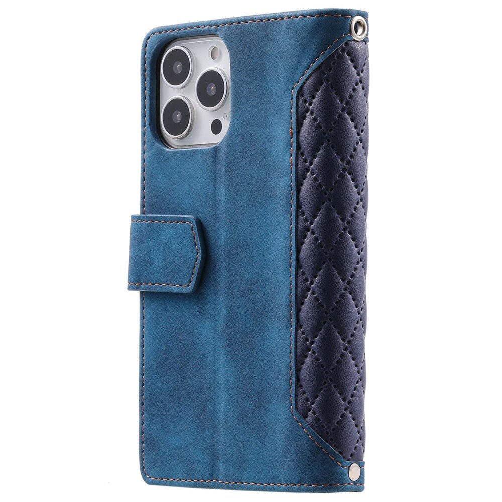 Plånboksväska iPhone 14 Pro Quilted Blå