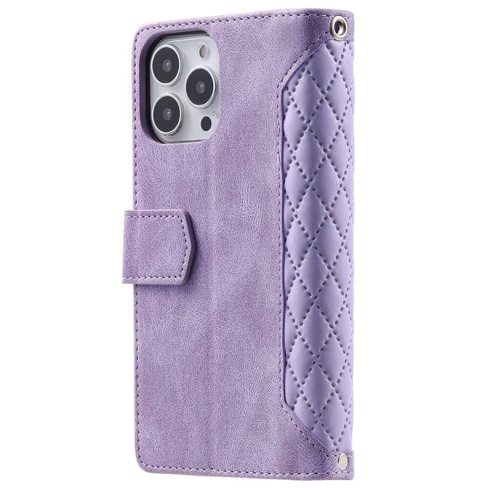 Plånboksväska iPhone 14 Pro Quilted lila