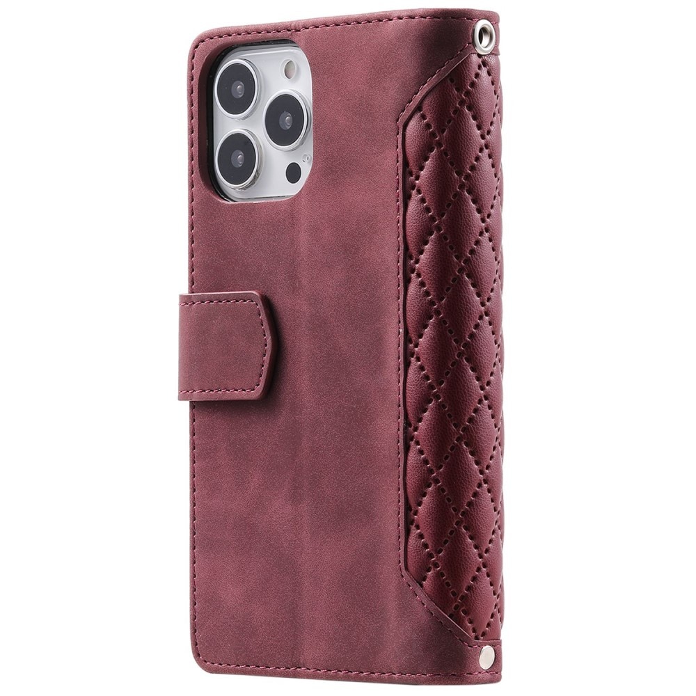 Plånboksväska iPhone 14 Pro Quilted röd