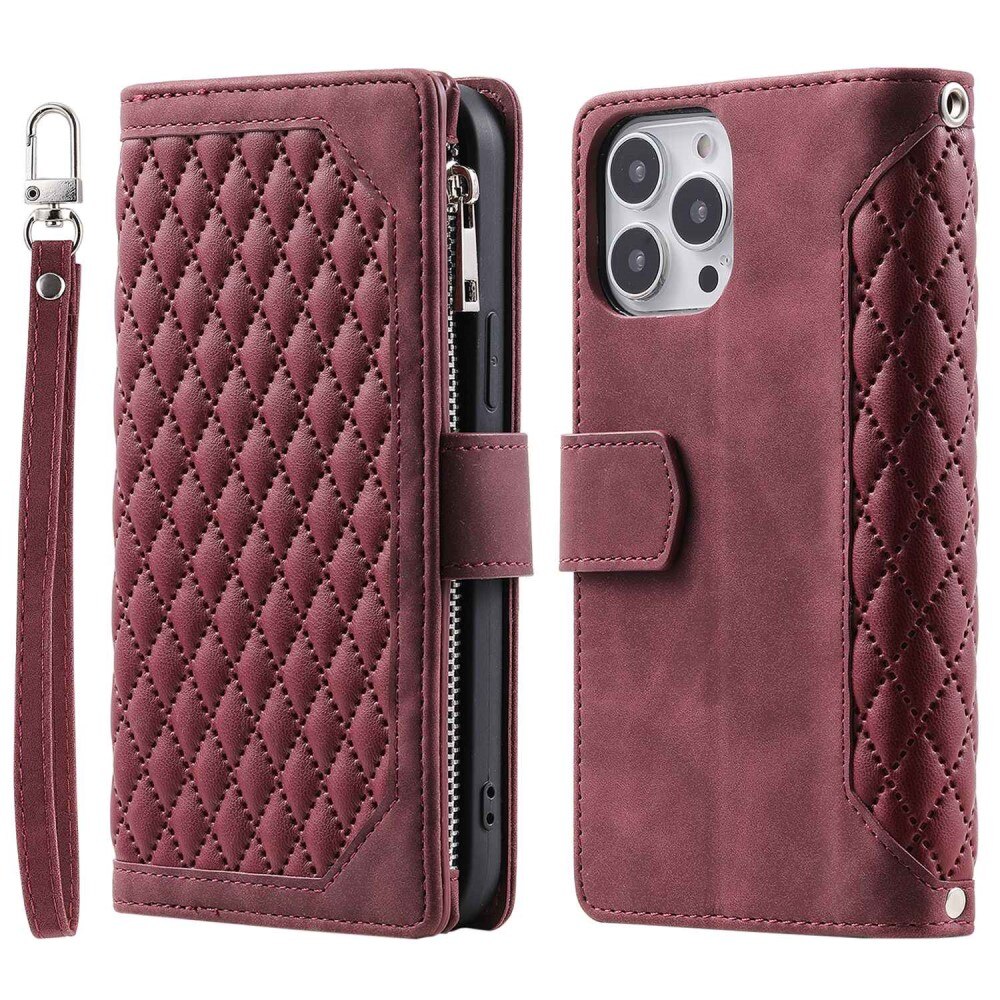 Plånboksväska Apple iPhone 14 Pro Quilted Röd
