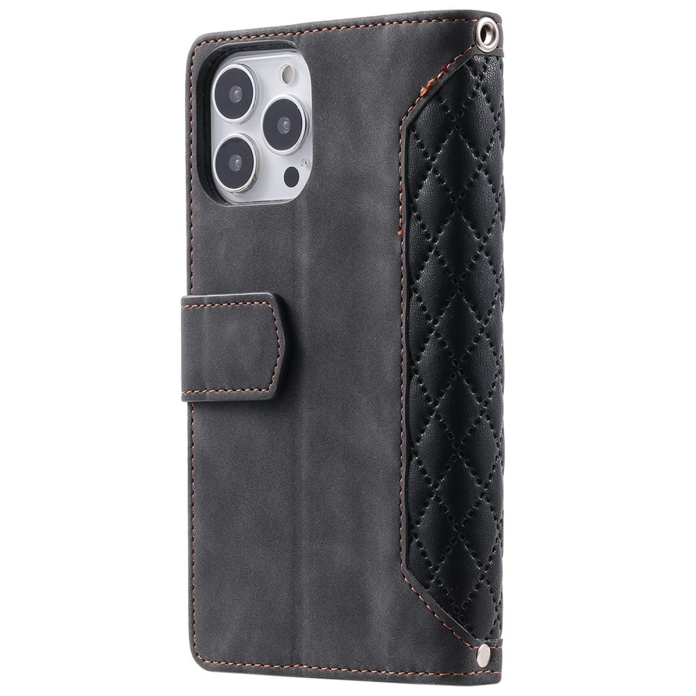 Plånboksväska iPhone 14 Pro Quilted svart