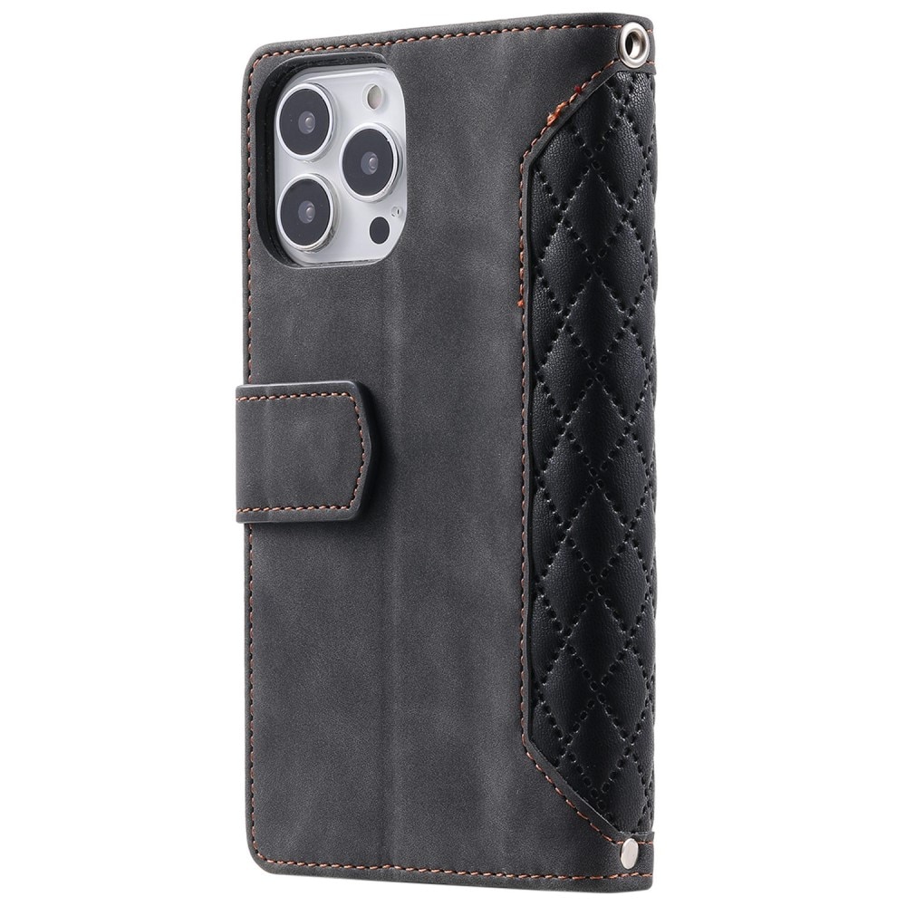Plånboksväska iPhone 14 Pro Quilted Svart