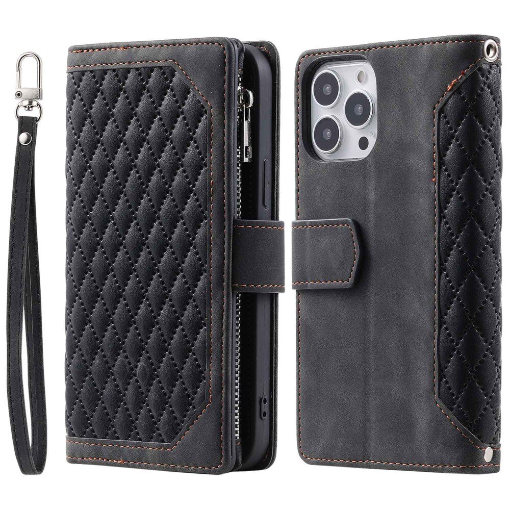 Plånboksväska iPhone 14 Pro Quilted Svart