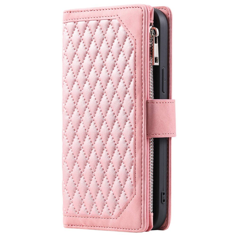 Plånboksväska iPhone 14 Pro Quilted rosa