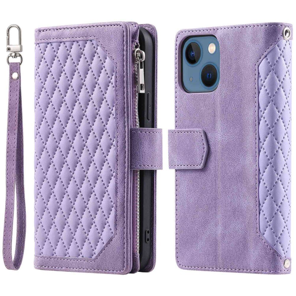 Plånboksväska iPhone 13 Quilted lila