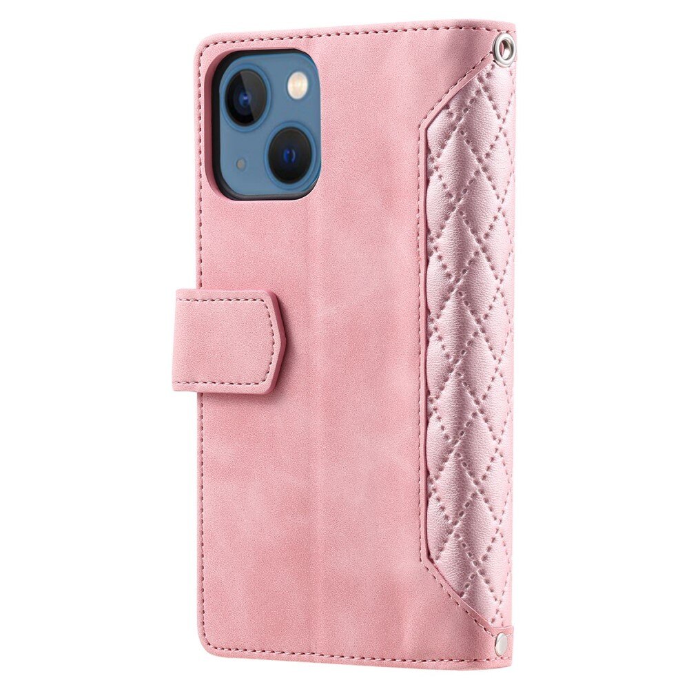 Plånboksväska iPhone 13 Quilted rosa