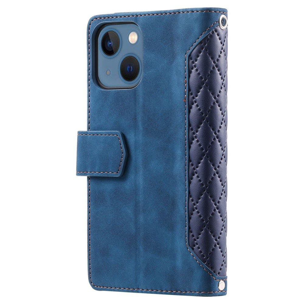Plånboksväska iPhone 14 Plus Quilted Blå