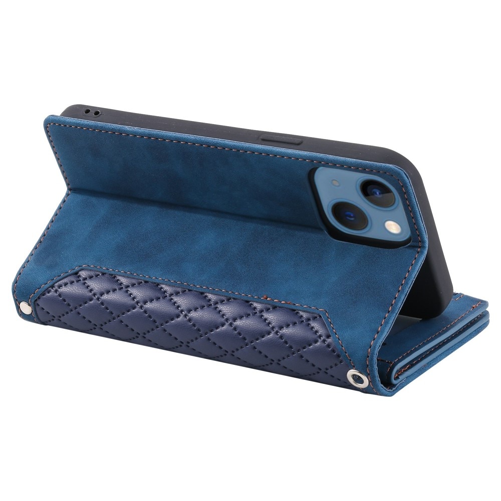Plånboksväska iPhone 14 Plus Quilted Blå