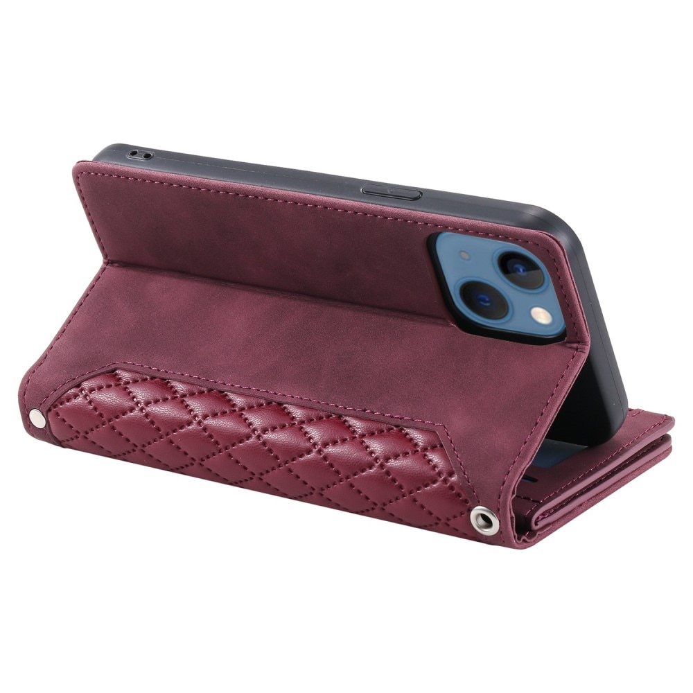 Plånboksväska iPhone 14 Plus Quilted röd
