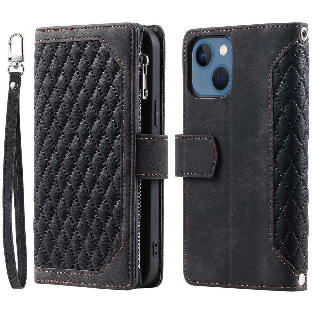 Plånboksväska iPhone 14 Plus Quilted svart