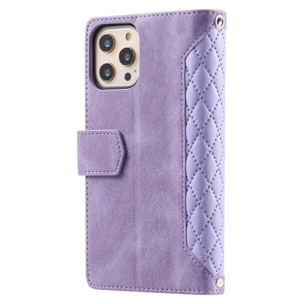 Plånboksväska Apple iPhone 12/iPhone 12 Pro Quilted Lila