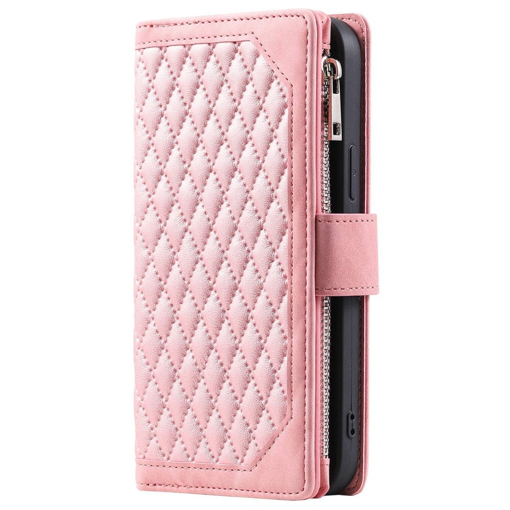 Plånboksväska iPhone 12/12 Pro Quilted rosa