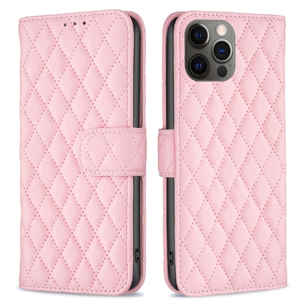 Plånboksfodral iPhone 12/12 Pro Quilted rosa