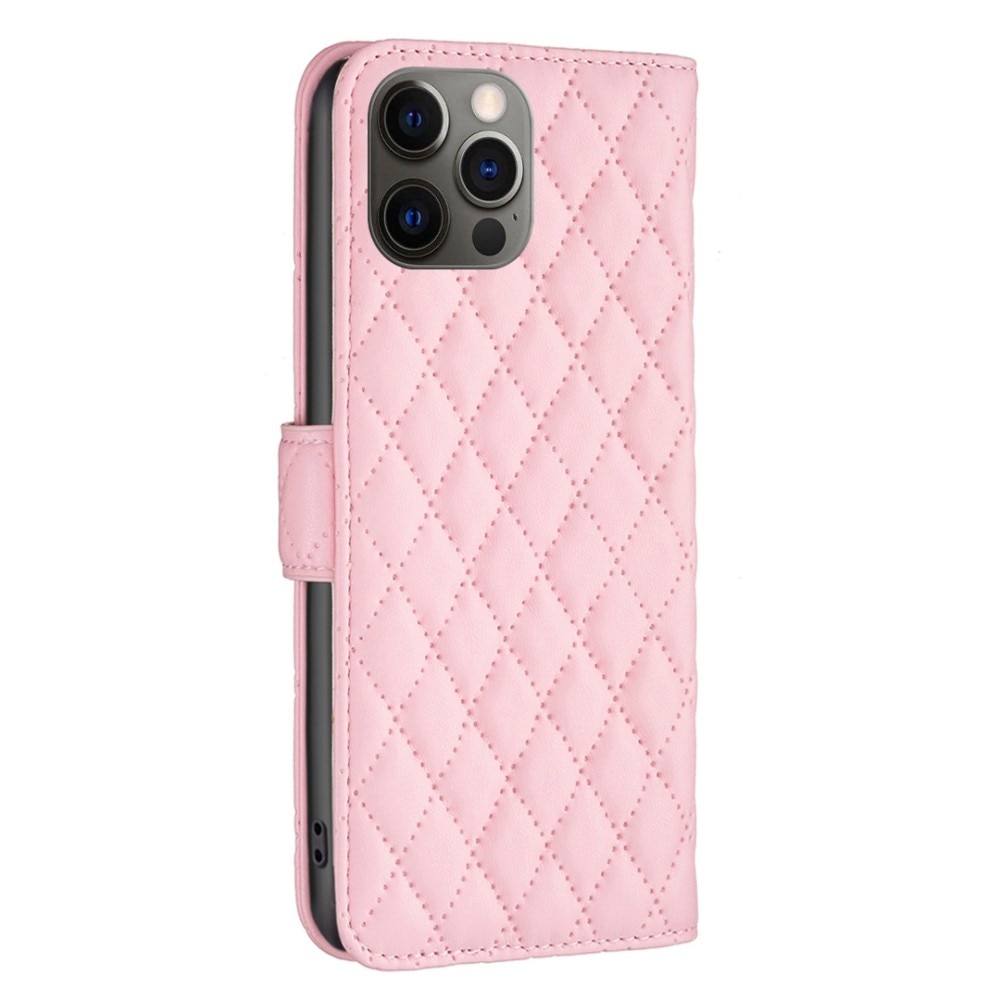 Plånboksfodral iPhone 12/12 Pro Quilted rosa