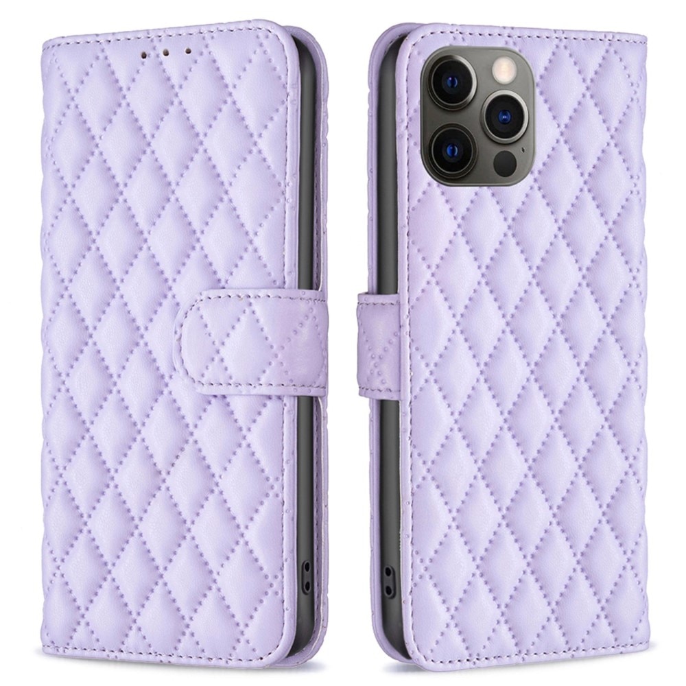 Plånboksfodral iPhone 12/12 Pro Quilted lila