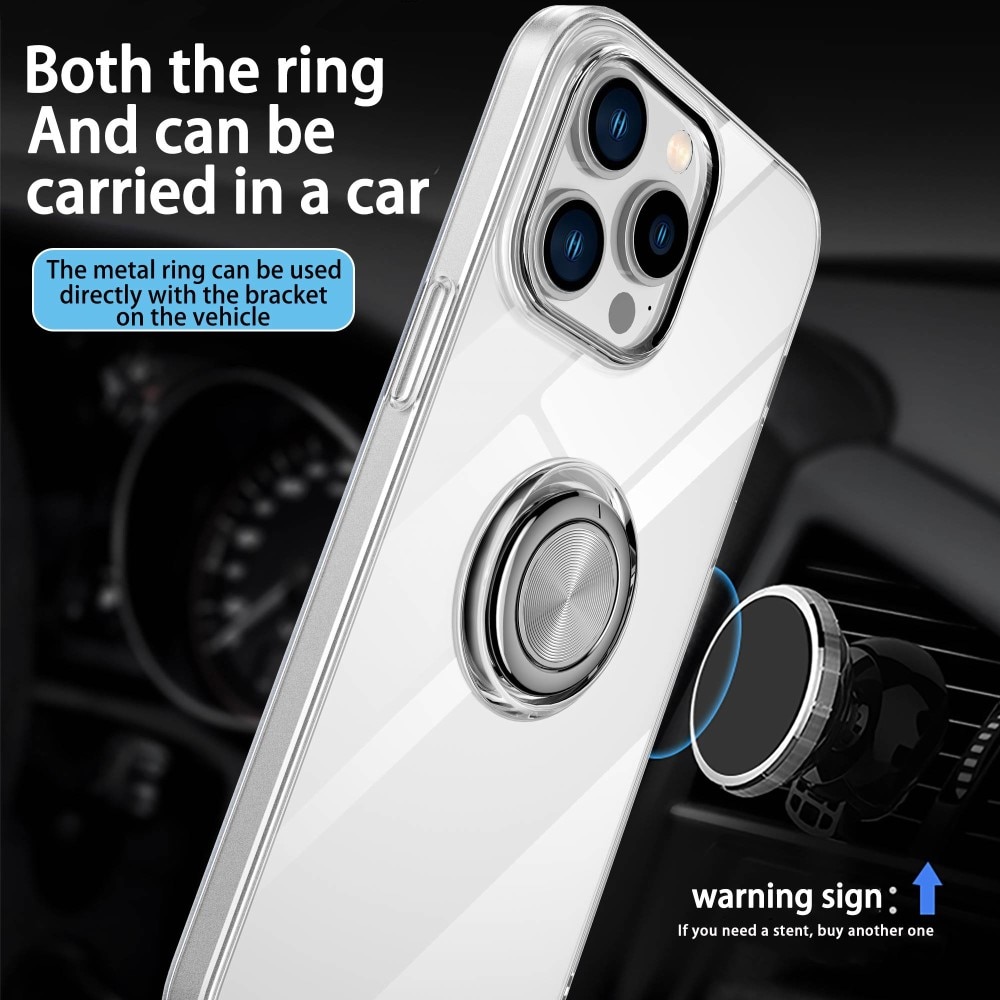 TPU Skal Finger Ring Kickstand iPhone 14 Pro Transparent
