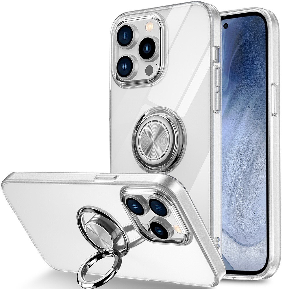 TPU Skal Finger Ring Kickstand iPhone 14 Pro Transparent