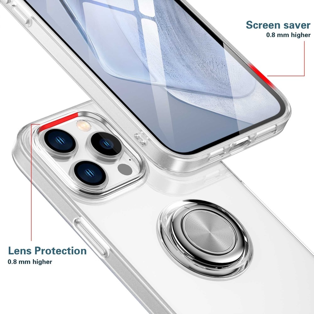 TPU Skal Finger Ring Kickstand iPhone 14 Pro Transparent