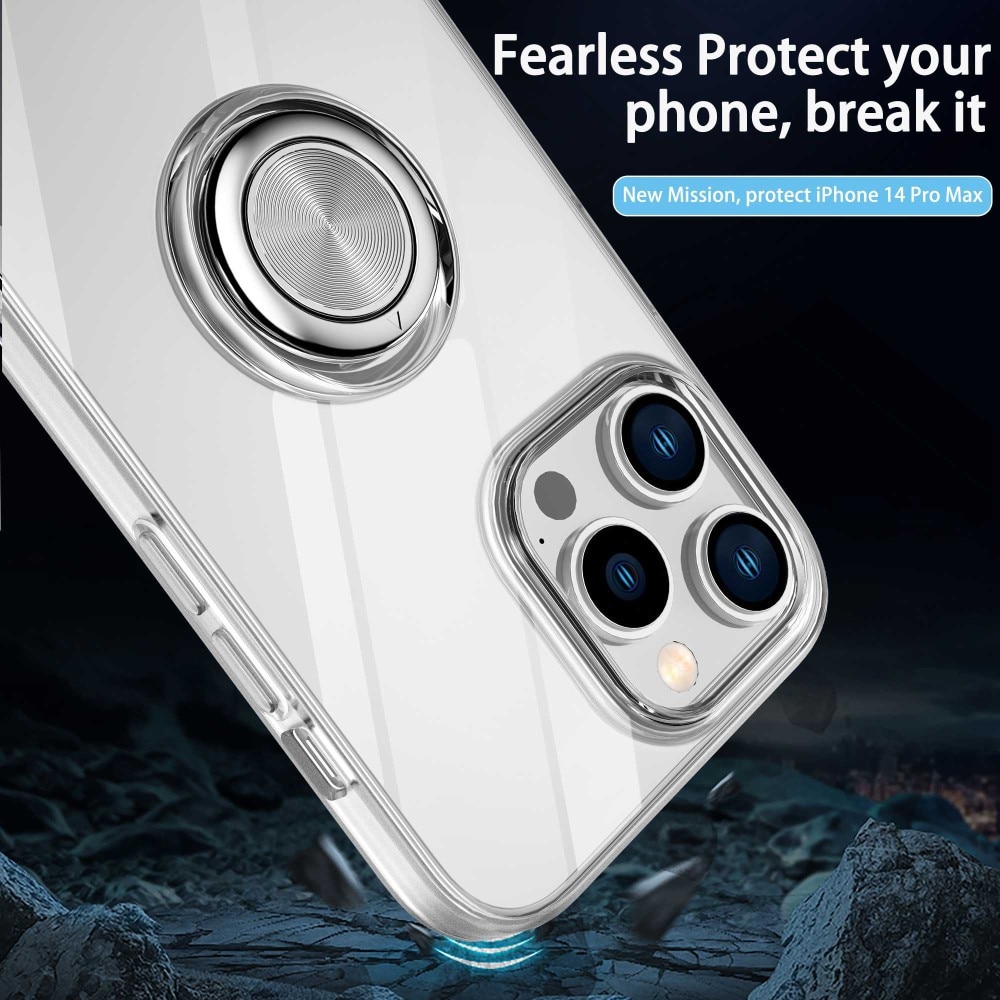 TPU Skal Finger Ring Kickstand iPhone 14 Pro Max Transparent