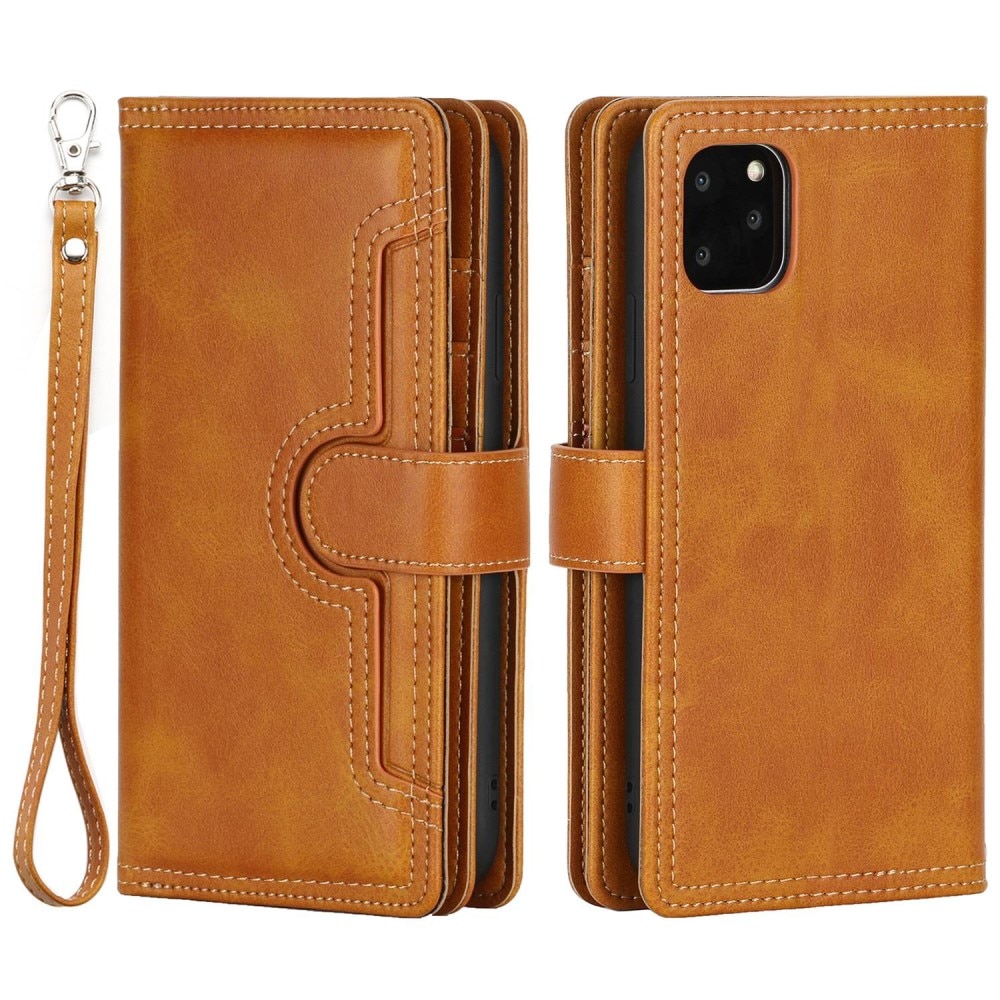 Läderplånbok Multi-slot iPhone 14 cognac