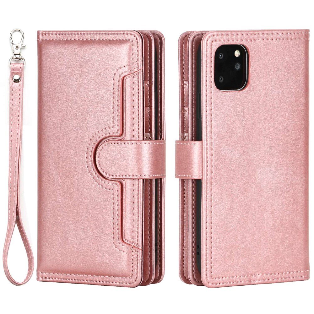 Läderplånbok Multi-slot iPhone 14 roséguld