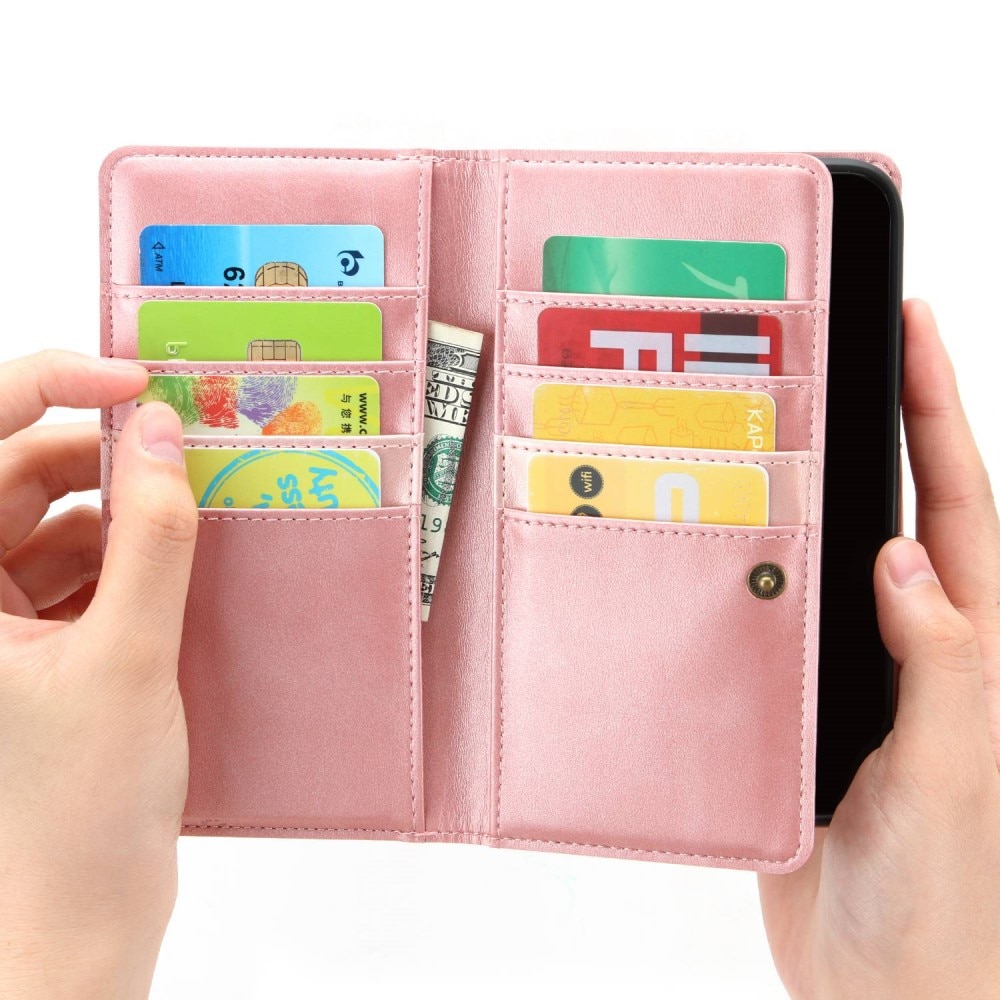 Läderplånbok Multi-slot iPhone 14 roséguld