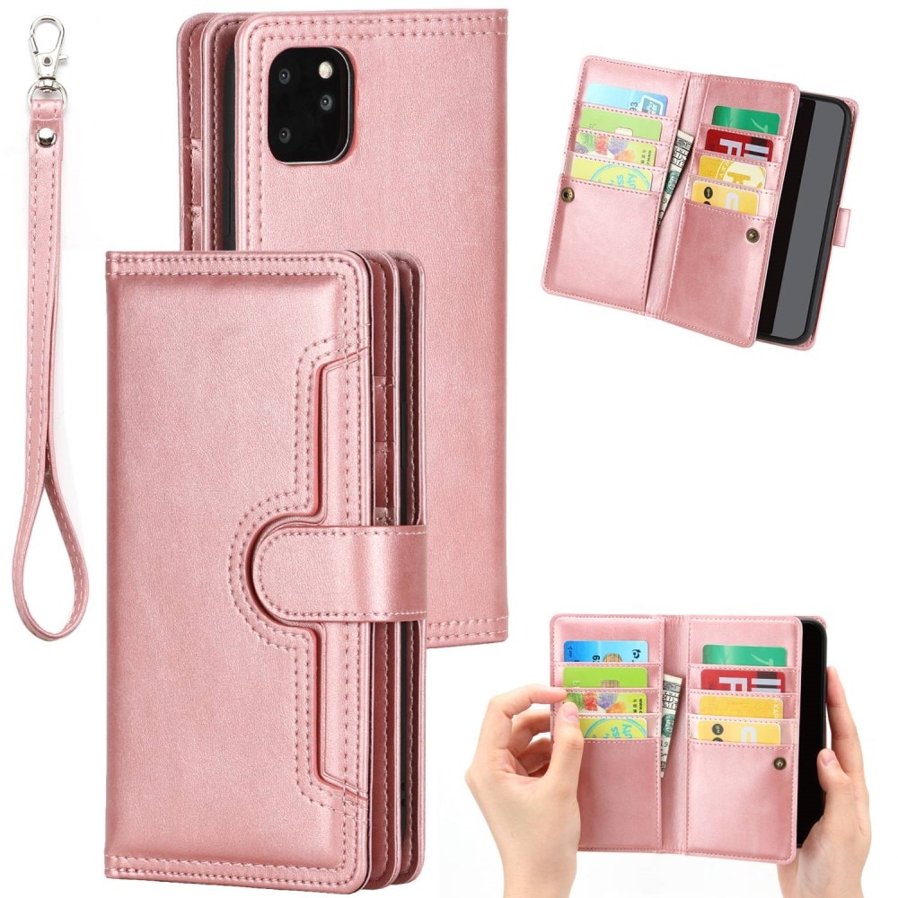 Läderplånbok Multi-slot iPhone 14 roséguld