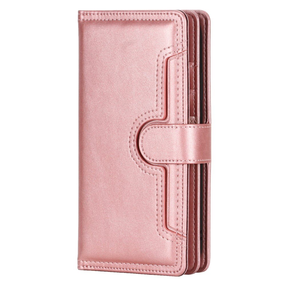 Läderplånbok Multi-slot iPhone 14 roséguld