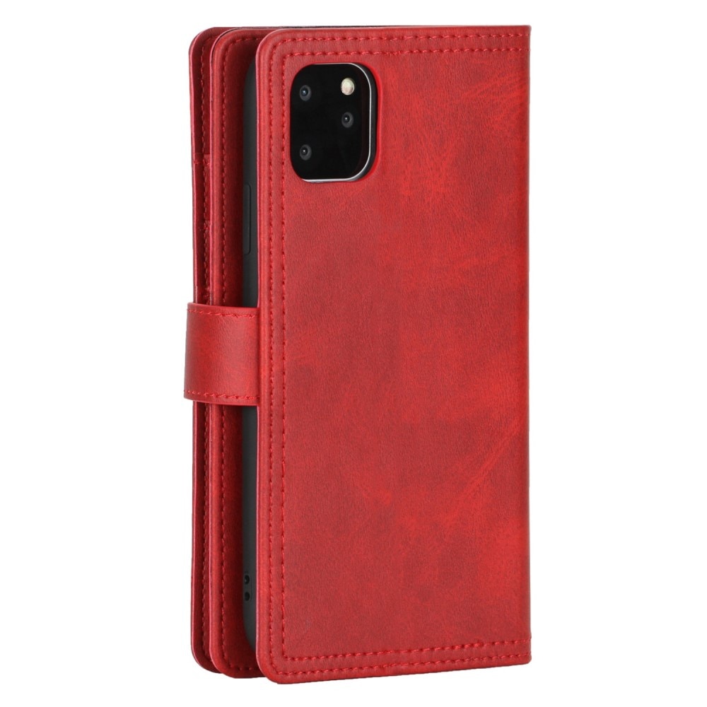 Läderplånbok Multi-slot iPhone 14 röd