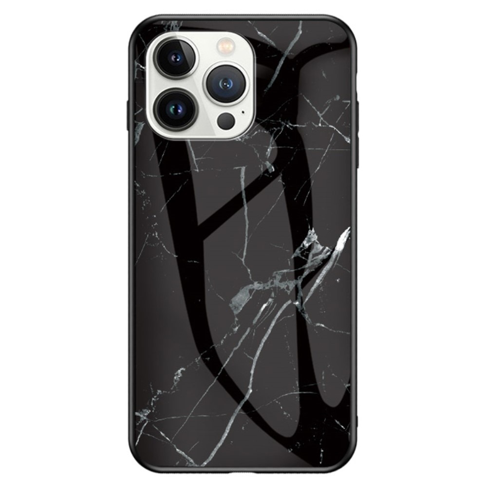 Skal Härdat Glas iPhone 14 Pro svart marmor