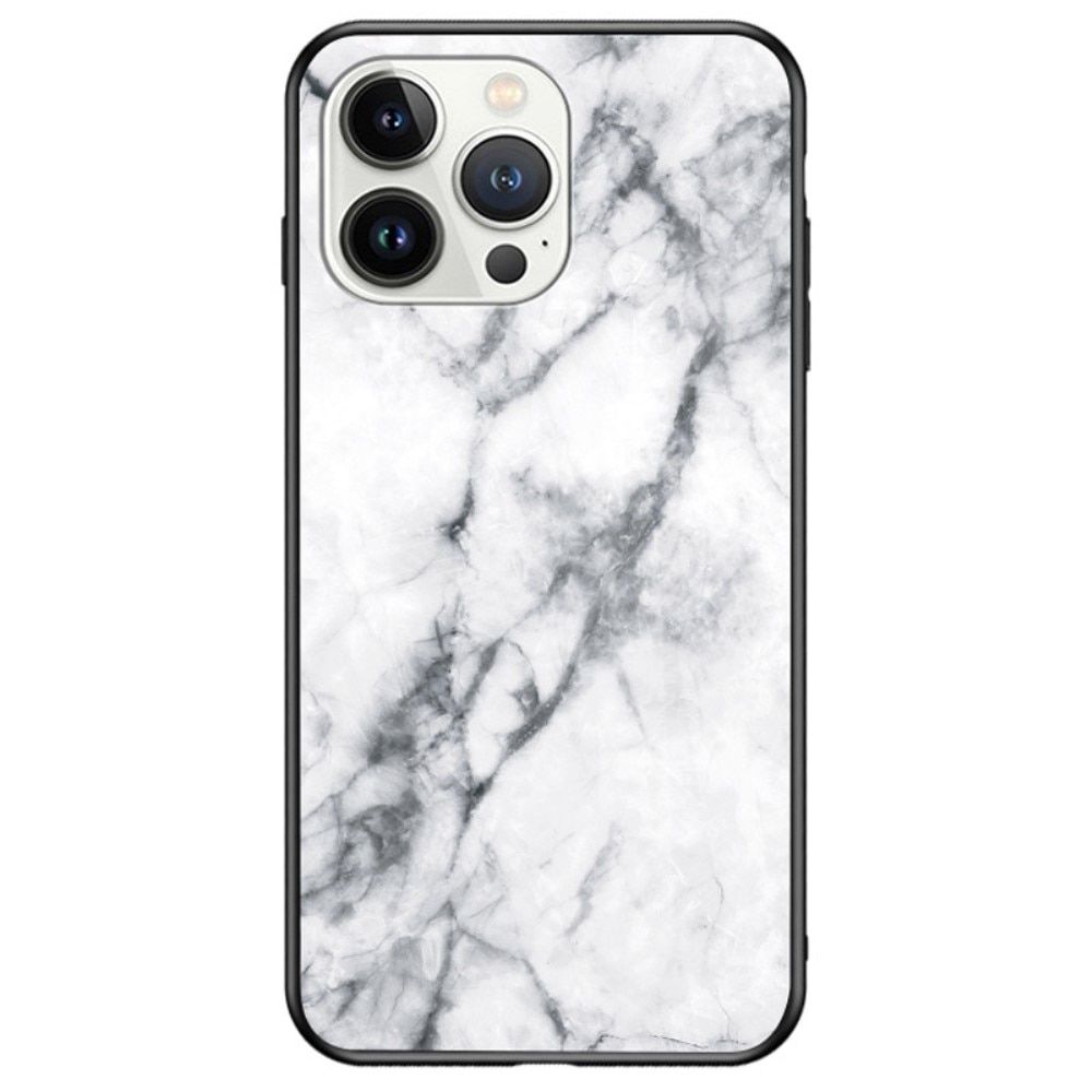 Skal Härdat Glas iPhone 14 Pro vit marmor