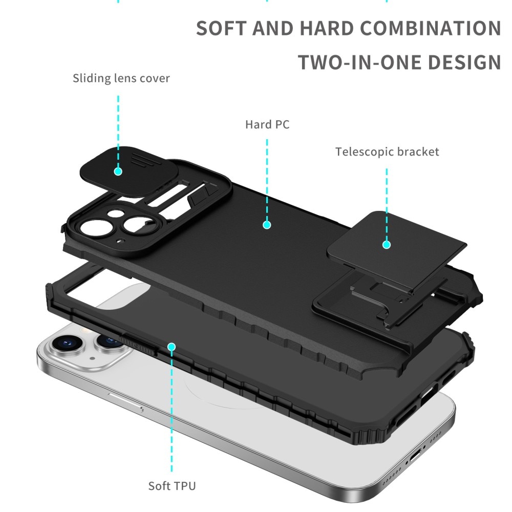 iPhone 14 Plus Kickstand Skal Kameraskydd svart