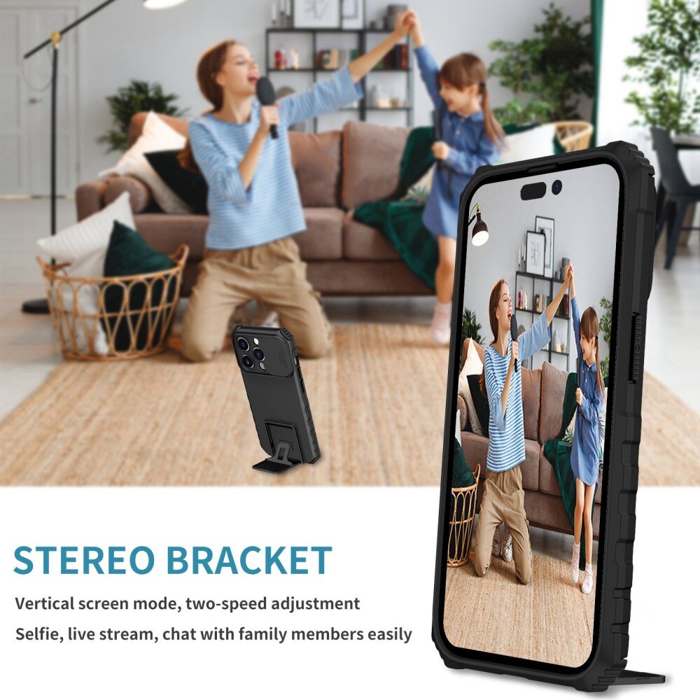 iPhone 14 Pro Kickstand Skal Kameraskydd Svart
