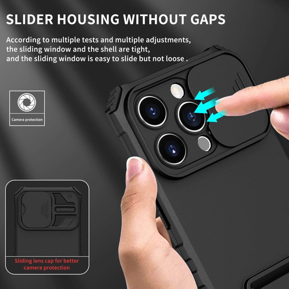 iPhone 14 Pro Kickstand Skal Kameraskydd Svart