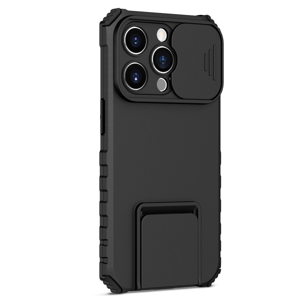 iPhone 14 Pro Kickstand Skal Kameraskydd Svart