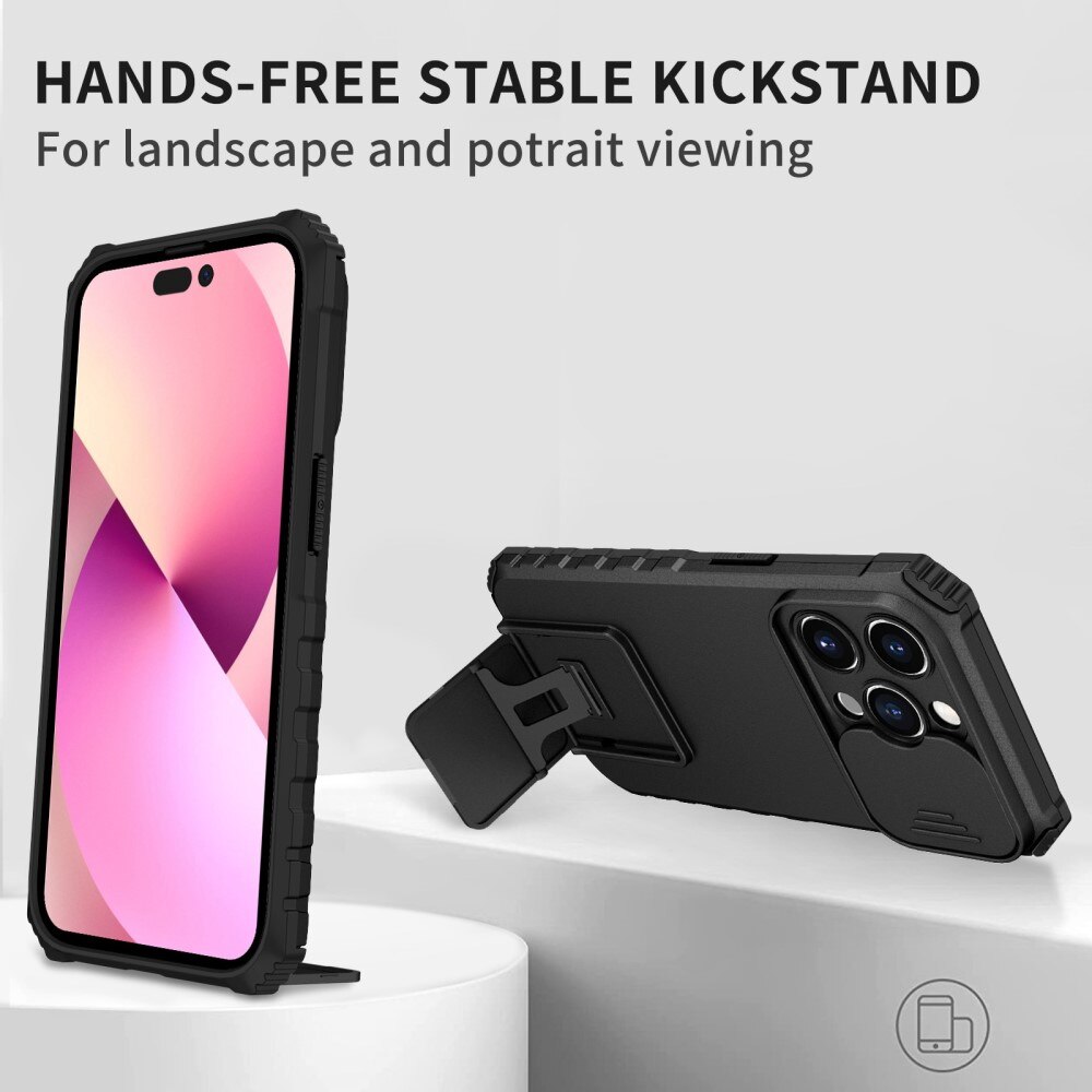 iPhone 14 Pro Kickstand Skal Kameraskydd Svart