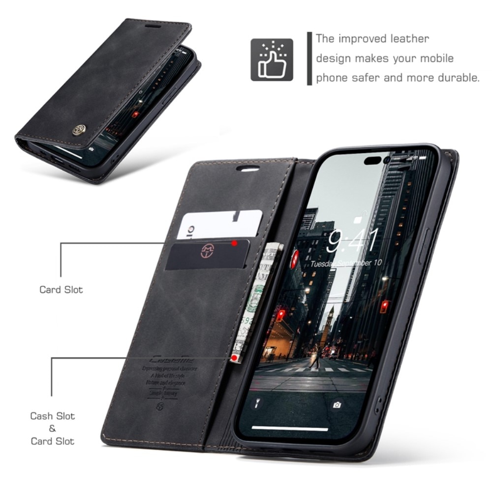 Slim Plånboksfodral iPhone 14 Pro Max Svart