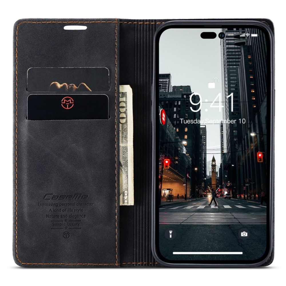 Slim Plånboksfodral iPhone 14 Pro Max Svart