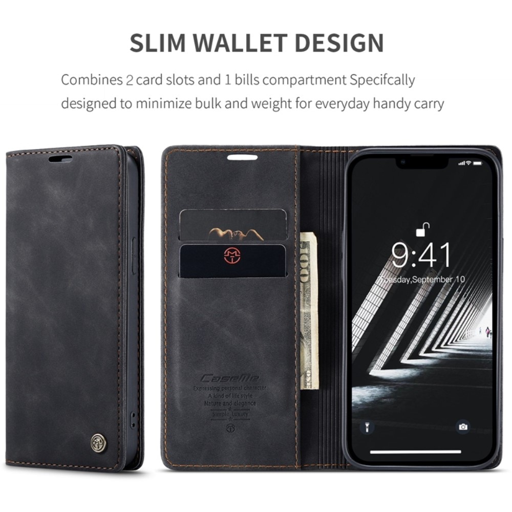 Slim Plånboksfodral iPhone 14 Plus Svart