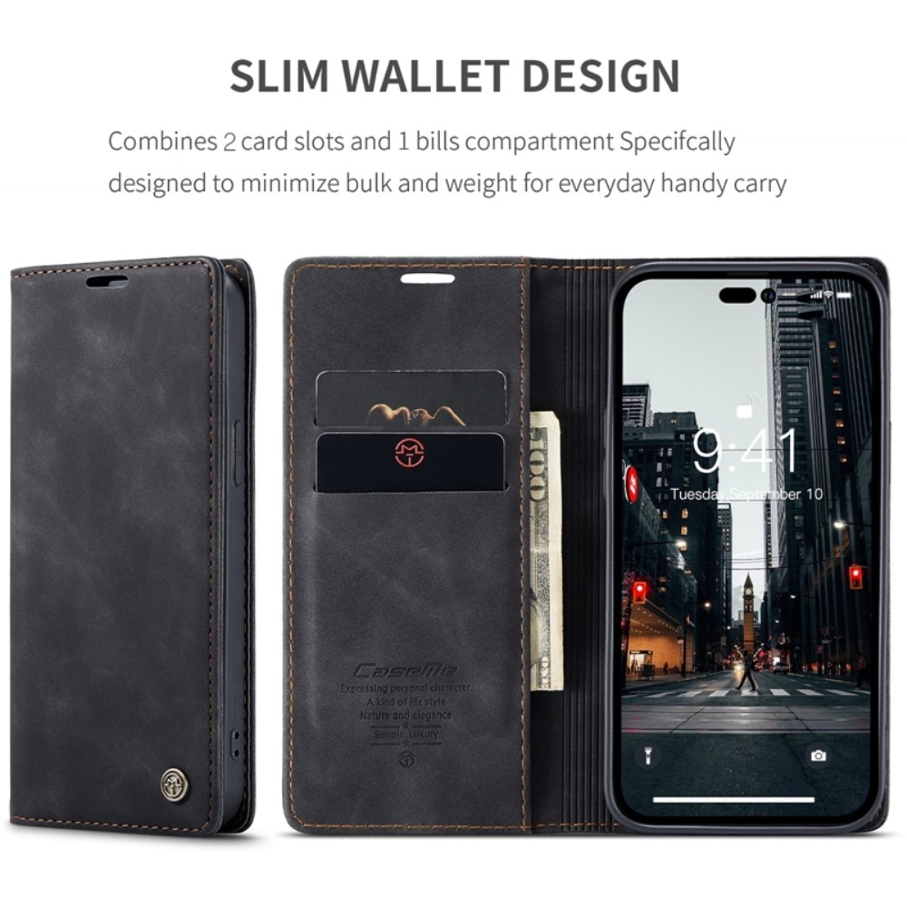 Slim Plånboksfodral iPhone 14 Pro svart