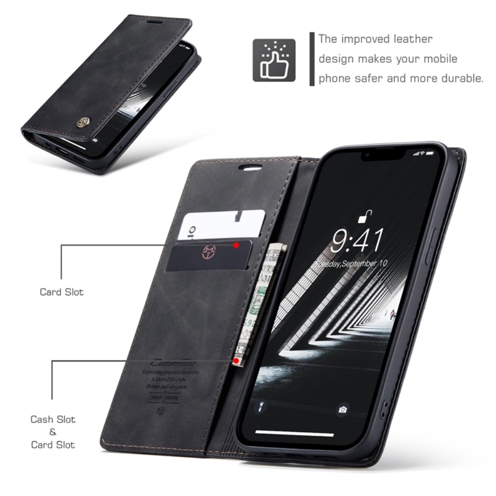 Slim Plånboksfodral iPhone 14 svart