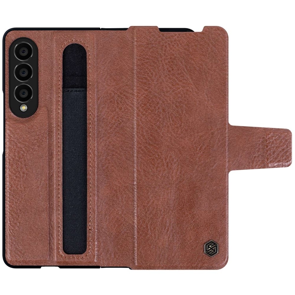 Leather Case with Pen Slot Samsung Galaxy Z Fold 4 brun