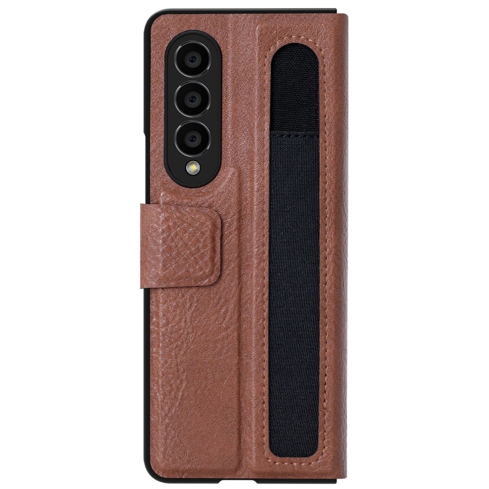 Leather Case with Pen Slot Samsung Galaxy Z Fold 4 brun