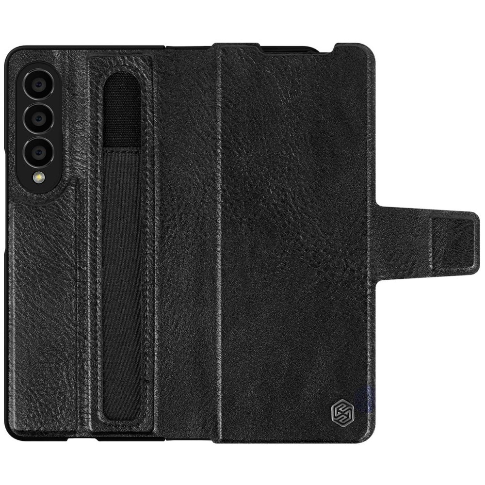 Leather Case with Pen Slot Samsung Galaxy Z Fold 4 svart