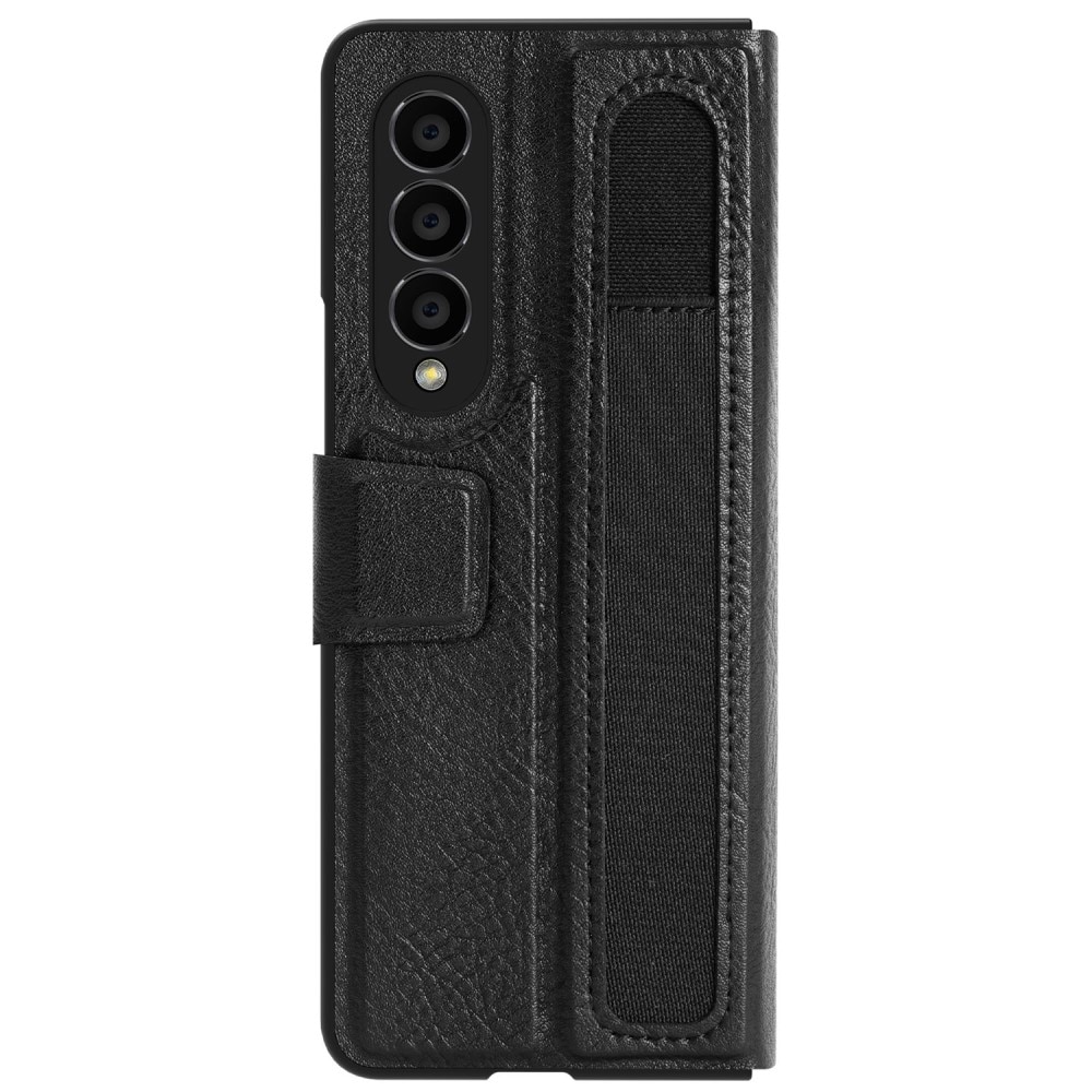 Leather Case with Pen Slot Samsung Galaxy Z Fold 4 svart
