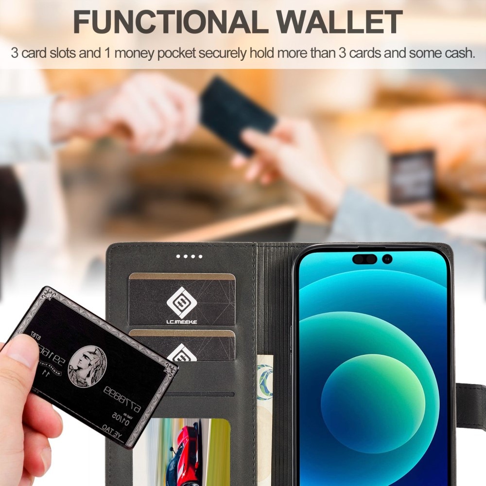 Plånboksfodral iPhone 14 Pro svart